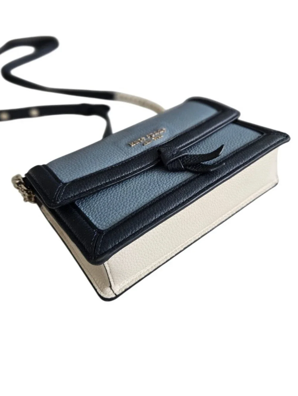 kate spade Colorblocked Flap Two-Tone Light Blue Leather Crossbody Wallet
